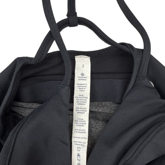 Lululemon Pranayama Low Support Shelf Bra Activewear Tank In Black / Gray Size 2 - Picture 3 of 6